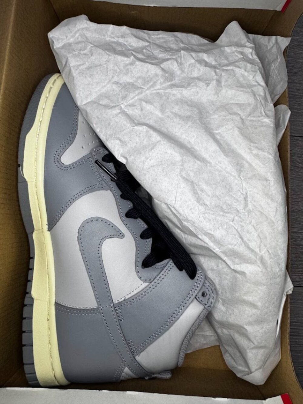 Nike Grey Fog Particle Grey Dunk High Women's 5.5 Men's 4 High Top Leather Sneak - Picture 5 of 7